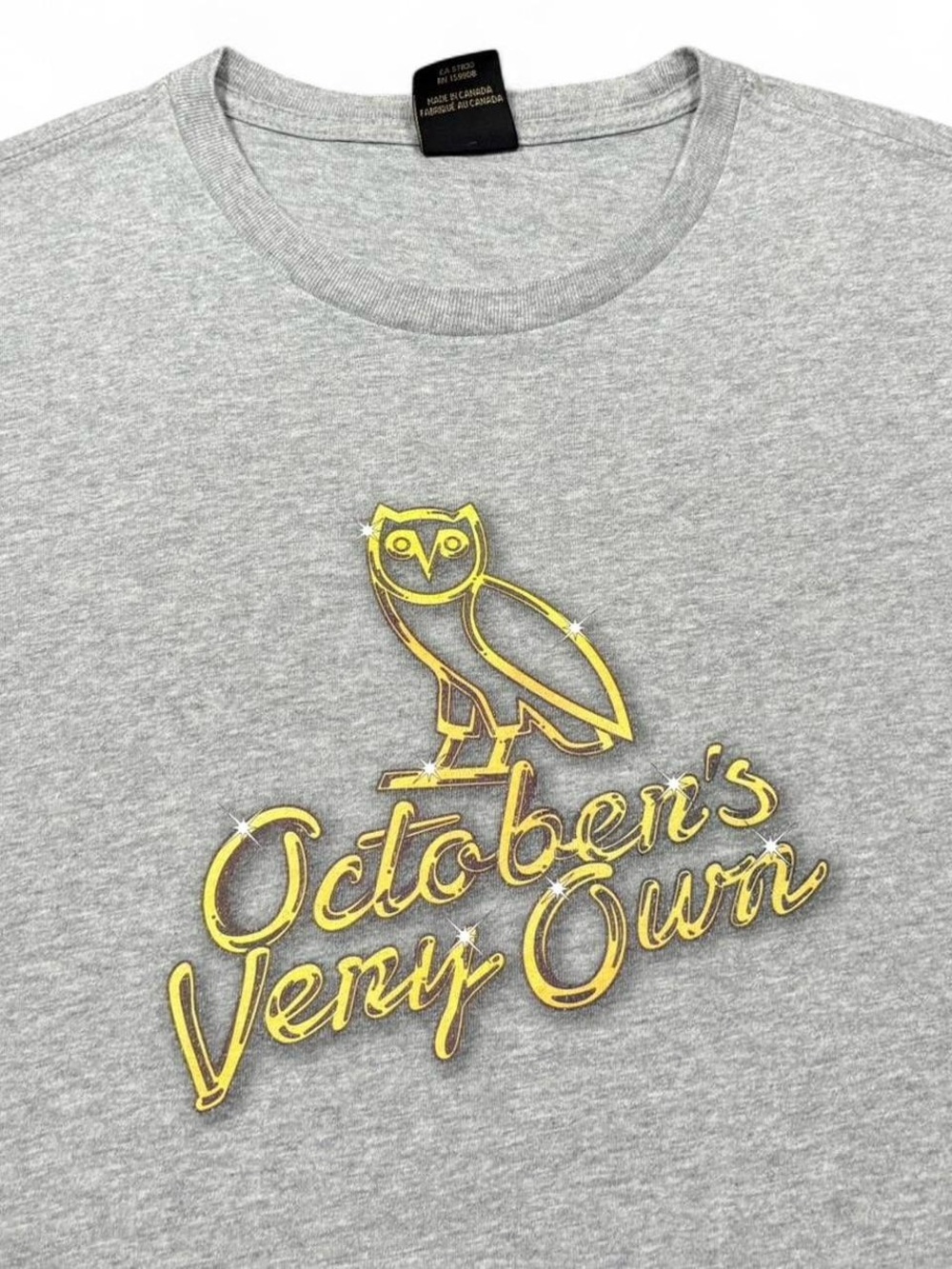 OVO October’s Very Own Gold Owl Fruit Logo Drake T Shirt Grey